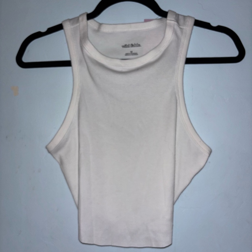Wild Fable White Fitted Crop Muscle Tee